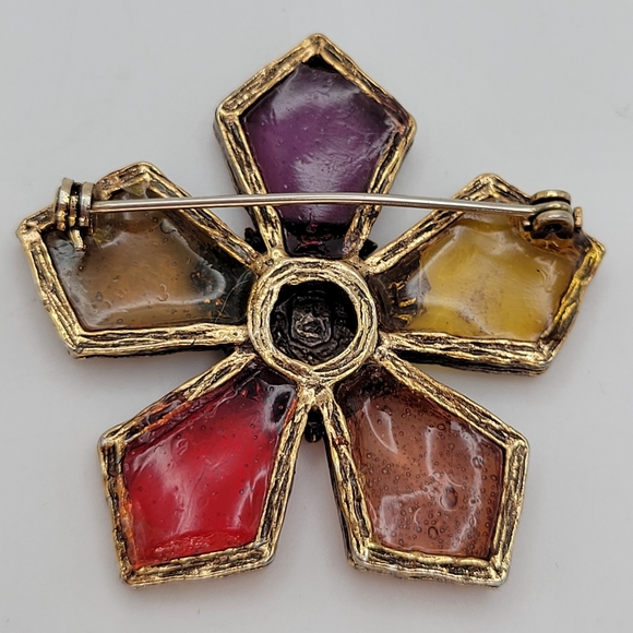 Coro | Vintage Venetian Glow Star Stained Glass Brooch - Picture 3 of 6